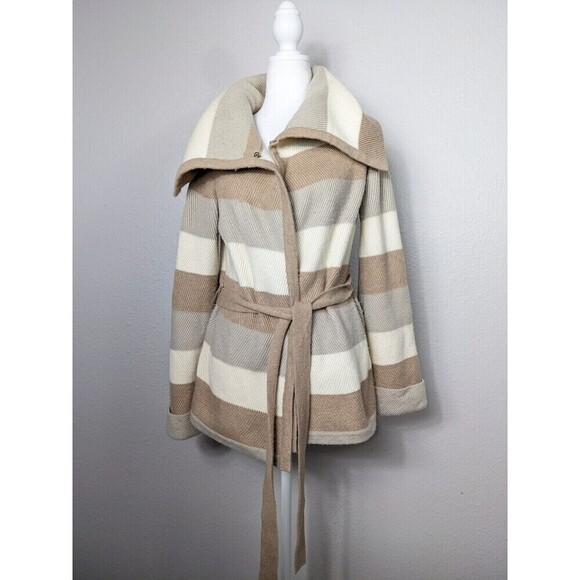 Banana Republic Italian Yarn Open Striped Belted Cardigan XS Merino Cashmere N17 - Picture 1 of 7